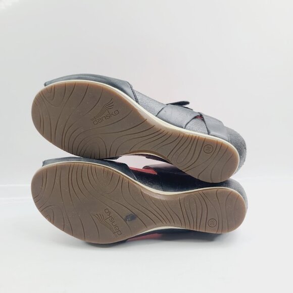 Dansko Women's Black Vera Wedge Leather Open Toe Slingback Sandal Size 7 - Picture 5 of 8